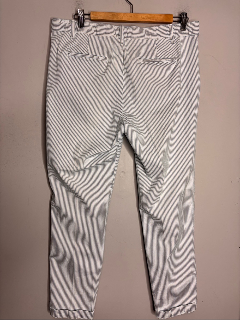 Gap Girlfriend Chino Blue & White Railroad Stripe Pants, size 10 - Picture 6 of 14